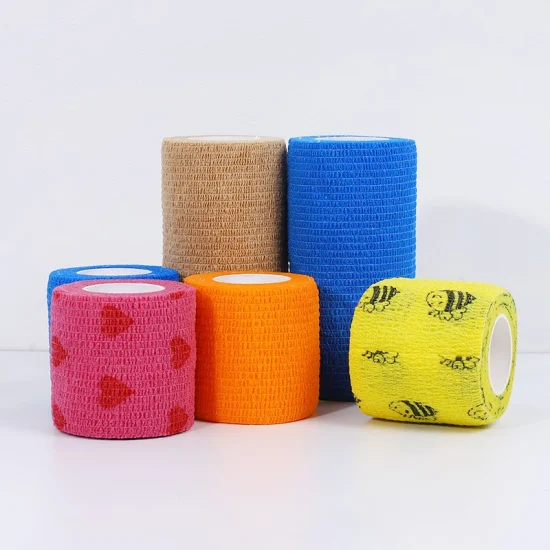 Bandage imperméable cohésif auto-adhésif non tissé en coton de haute qualité pour les soins des animaux de sport